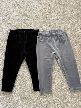 GAP Kids Baby GAP Velvet Leggings - Black & Gray 12-18 Months